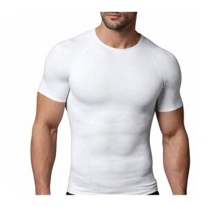 Spanx Men's Zoned Performance Compression Undershirt White Crew neck XL Sculpt